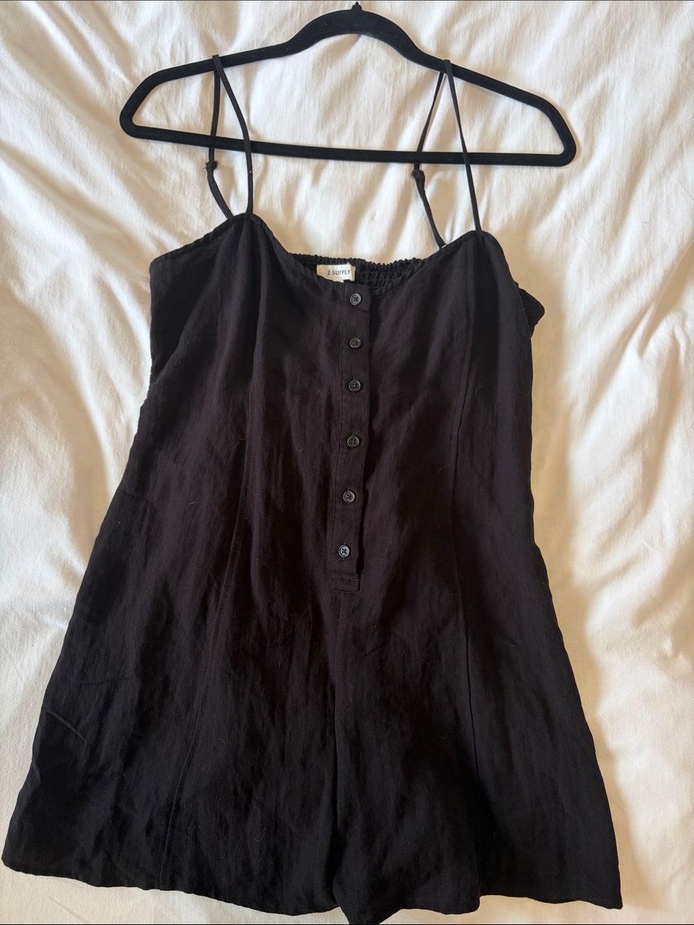 Black linen romper.